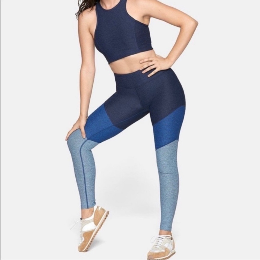 Outdoor Voices Navy/Deep Sea/Mist Blue Colorblock Springs 7/8 Leggings Small